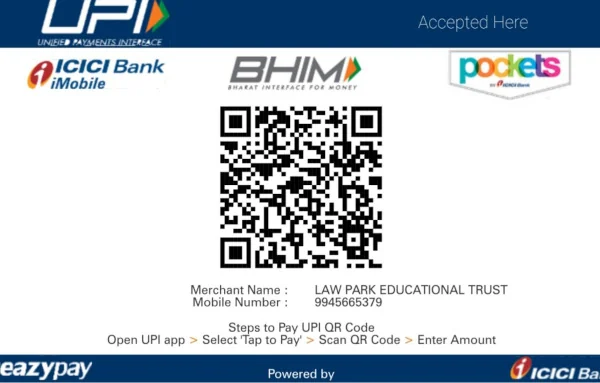 UPI QR code for donations to Law Park Educational Trust